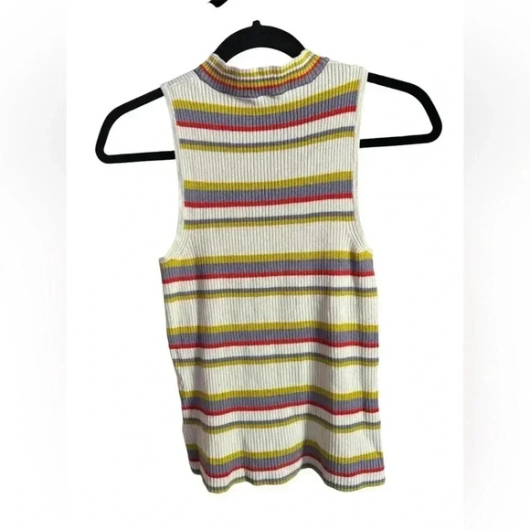 Anthropologie Moth Women's Knit Striped Sleeveless Mock Neck Size M - Picture 3 of 7
